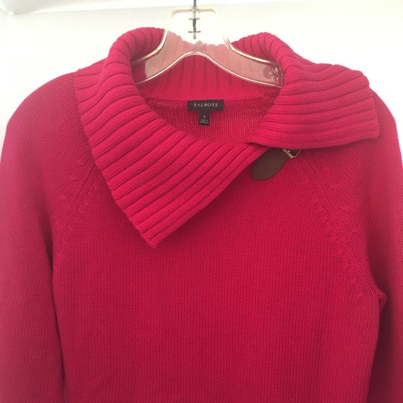 Vintage Talbots Women’s Sweater Cardigan S Pink Long Raglan Sleeve Collared - Picture 2 of 7